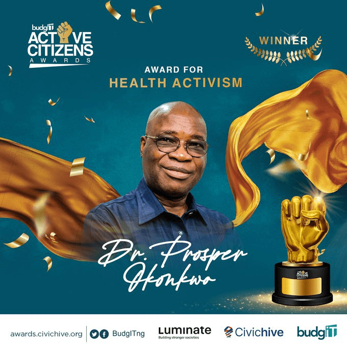 APIN CEO, Dr Prosper Okonkwo, wins 2023 BudgIT Active Citizens Award for Health Activism!